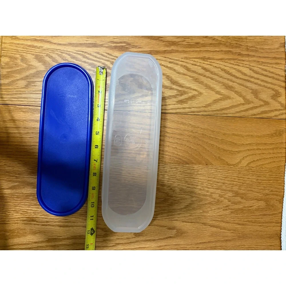 Tupperware Modular Mates Oval 2 Blue Seal Clear Storage Container 1612 1613
